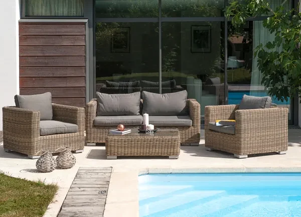 Salon bas de jardin résine marron Montmartre-s2 PARIS GARDEN, 4 personnes